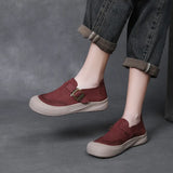 Time 99] Head-Level Cowhed Leather Retro Casual Women's Shoes New Fashion One-Word Buckle Comfortable Flat Single