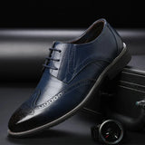 Zingj Men's Shoes Spring 2024 Brock New Men's Business Wear All-Match Men's Casual Leather Shoes Lace-Up Shoes