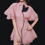 Temperament Lotus Leafy Skirt In Autumn 2025 New Collar Three-Dimensional Flowers Slimming Dress