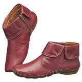 New Women's Boots Large-Size Round Leather Face Boots Suture Side Zipper Martin Boots Flip Large Size Women's