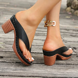 And Cool Slippers Women 2025 Summer New Large-Size Clip Feet Thick High Heel Fashion Cold
