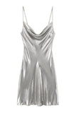 Cowl Neck Metallic Slip Mini