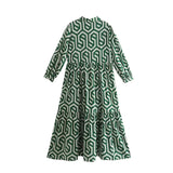 Women's New Dress Fashion Long-Sleeved Collar Printed Shirt