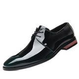 Zingj Men's Plus Size Bright Single Shoes Fashion Trend Business Leather Shoes Color Lace Men's