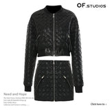 2025 Personality Weaving Leather Jacket Jacket + Bag Hip Skirt Two-Piece Set Female