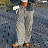 Base Simple Stripe Bump Color Straight Casual Tying Home Pants 2025