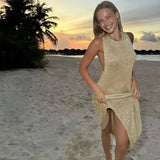 Beach Dress Sexy Knitted Bare Back Bli亮 Tight Bikini Shirt Sunscreen