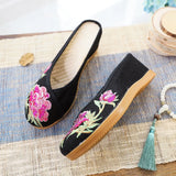 Zingj High Heel Hot Diamond Women's Cloth Shoes Summer Linen Embroidery Ethnic Wind Outside Wear Cool