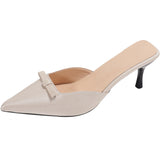 2025 New Tip-Tip Fine Heel High-Heeled Temperament French Fashion Fairy Bow Half-Dragging Women's