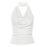 Retro-Styled Collar Hanging Neck Slings Women's Summer New Sweet Cool Style Slimming