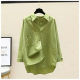 Shirt Women 2025 Spring And Autumn New Korean Version Of Loose Thin Leisure Long Sleeves Pure Color Fashion Shirt
