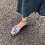 New Holiday Wind Korean Plate Cross Fine With Roman Sandals Cover Blue Flat