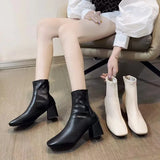 Version Of The Head Thick And Short Boots Woman New Fashion Zipper High And Martin