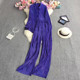 Suit Female Temperament Loose Long-Sleeved Shirt Two Sets Of Leisure High-Waist Hanging Pendant 100