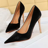 Shoes New Silk Women Pumps Stiletto Super High Heels 10.5 Cm Sexy Women Heels Plus Size Pumps Ladies Shoes Party