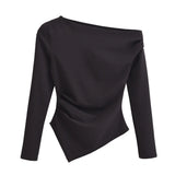 New Asymmetrical Elastic Repair Fashion Blouse