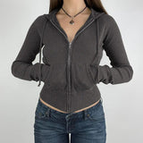 Zingj Style Spice Girl Solid Color Hooded Basic Hoodie Female Zipper Cardigan Slim Long Sleeve Jacket