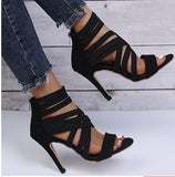 High-Heeled Hollow Sandals 2025 Summer Fashion Velvet Fine