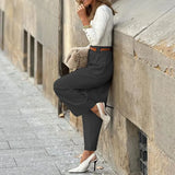 Spot 2025 Spring New Women's Fashion Temperament Pure Color Versatile High Waist Trousers