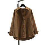 The Corduroy Shirt Women's Coat 2025 Autumn And Winter New Korean Version Of Loose Long-Sleeved Folded Shirt