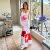 Zingj Women's Wear Spring Women's Fashion Print Halenders Show Back Sexy Dress Beach Dress Children Hot
