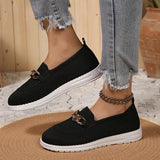 New Mesh Solid Round Head Low Single Shoes Women's Chain Large-Size Sports Wind Casual Shoes