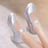Round Head 8Cm High Heels Clasp Shallow Commuter Professional Work Shoes Cheongsam Models Catwalk