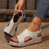 New Summer Women's Thick-Sed Fish Mouth Sandals Large-Size Magic Thick-Soled