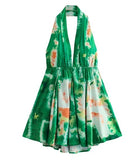 Women's Explosive Print Collar With Bare Back Hanging Neck