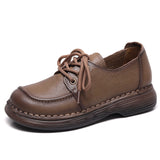 Leather Soft Soles Casual Small Leather Shoes Autumn New Comfortable With Cow Leather Single Shoes Retro Women's Shoes Thick