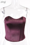 Summer Sexy Tube Tops Women Solid Sleeveless Slim Skinny Corset Cropped Top Casual Female Strapless Vest Elegant New
