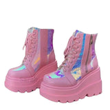 Autumn And Winter New Tape With Thick Bottom Mid-Sleet Boots Women's Taizhou Bright-Faced Low-Bush Martin