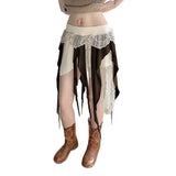 Subculture Niche Design Sense Splicing Rag Low-Rise Hottie Irregular Ribbon With Inner Liner