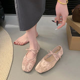 White Mesh Embroidered Flat Sole Women's New Spring And Summer Fairy Style With Skirt Gentle Style Mary Precious