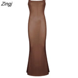 Women Low-Cut Bandage Straps Plain Knitted Bodycon Dress Solid Color Summer Long Party/Club/Bar Sling