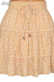 Chiffon Shorts Skirt Women Fashion Korean High Waist Floral Print A-LINE Mini Skirt
