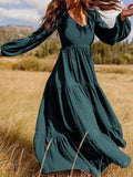 for Women 2025 Spring Summer New Rayon Print Dress Long Sleeve Slim Fit Big Swing Long Dress Oversized Bridesmaid Dress 211-1-Outfit