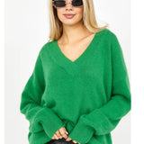 Autumn And Winter Ultra-Soft V-Neck Imitation Marinish Sweater Female Lazy Style Loose Knitted