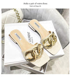 Cool Slippers Women's Retro Chain Flat Shoes Niche Cool Drag Spring And Summer New Wear Slippers Women's