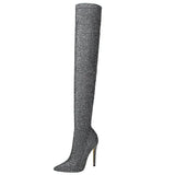 Shoes Women Boots Elastic Sexy Over-the-Knee Boots Women High Heel Boots Winter Female Long Boots Stiletto Heels 11.5