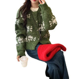 Vintage Fair Island Jace Sweater Women's Autumn/Winter New Lazy Wind Heavy Industry Snowflake Short Cardigan T-Shirt