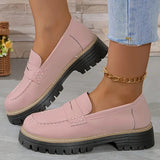 New Spring And Autumn Lefu Shoes Large-Size Leisure Grinding Sand Yingfeng Women's Shoes Thick Heel Thick Back