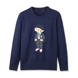 Patchwork Bear Knit Pullover Sweater-Outfit