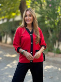 Autumn And Winter New Small Fragrant Coat Casual Crash V-Neck Knitted Cardigan Long-Sleeved Set