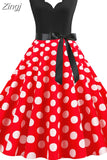 Dot Summer Dress Women Pinup Elegant Vintage Party Dress Casual Office Tank Sleevelss A Line