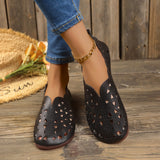 Large-Size Hollow Carved Flat Sole Single Shoes Round Head Lazy One Foot Pedal Low Help Shallow Boat