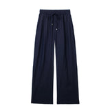 New Solid Color Elastic Waist Wide Leg Trousers