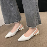 Low-Heeled Sandals Women In The Spring And Autumn Of 2025 New Thick Heel Single-Shoe Temperament Famous Pointed High