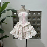 French Fashion Ribbon Crumbed Girl Series Cake Corset Dress With Same Color Pumpkin