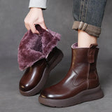 Cow Skin Retro Thick-Bottomed Boots Children Winter New Wool Short Boots Warm And Velvet Snow